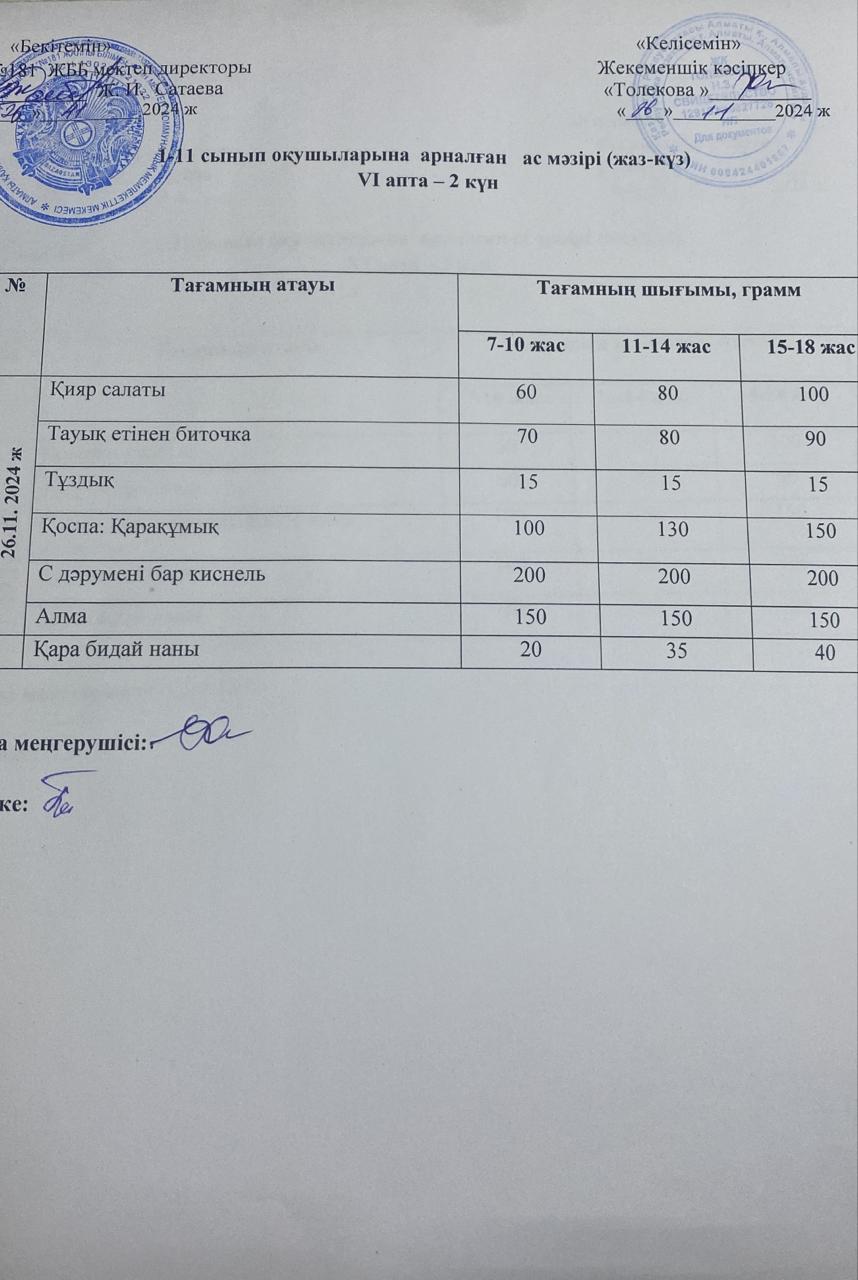 Ас мәзірі 26.11.2024
