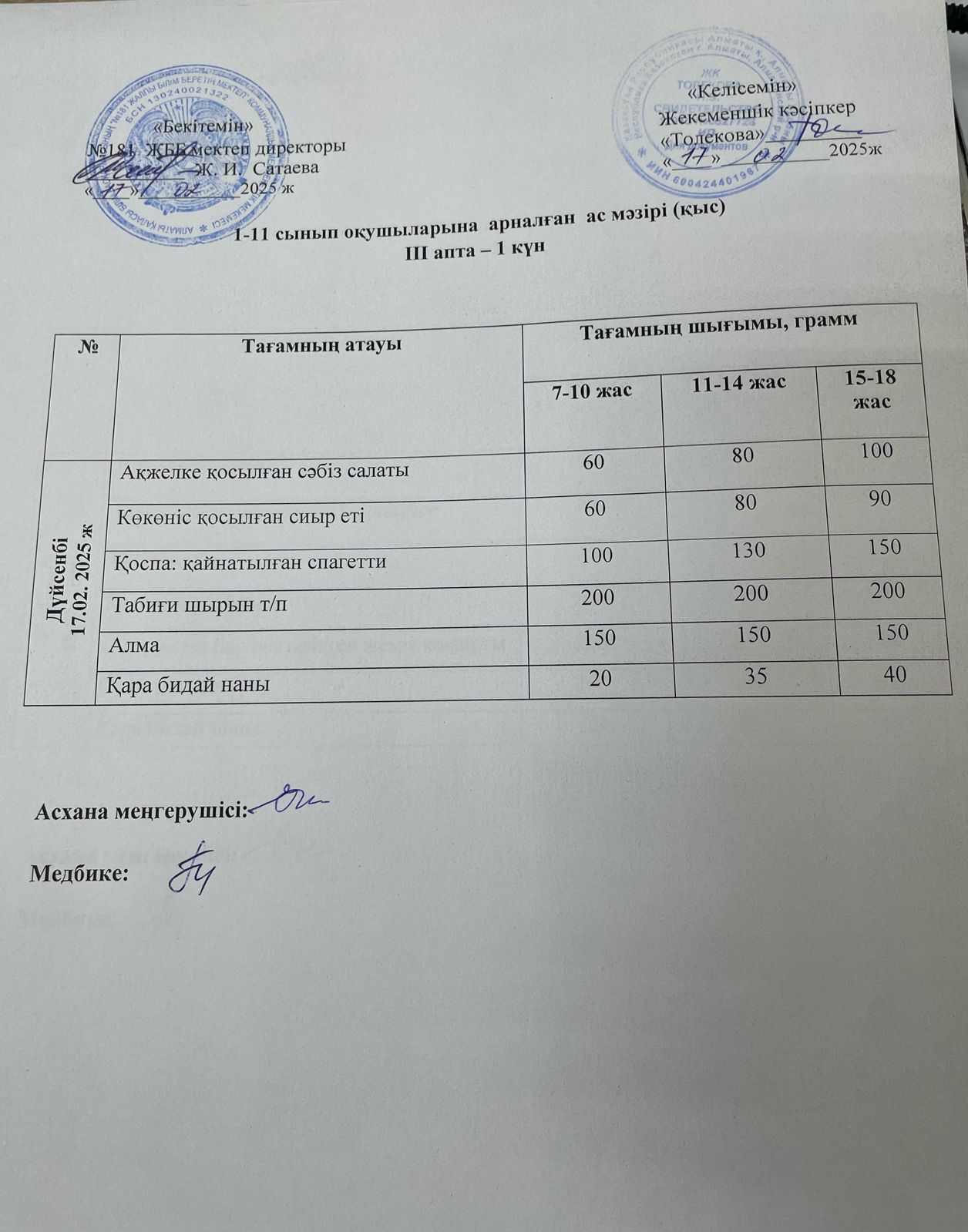 Ас мәзірі 17.02.2025