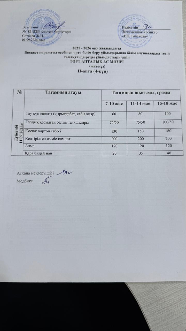 Ас мәзірі 11.09.2025 жыл