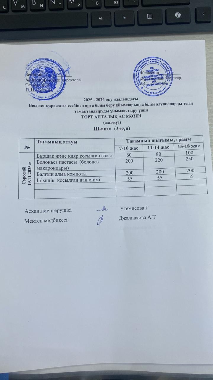 Ас мәзірі 19.11.2025