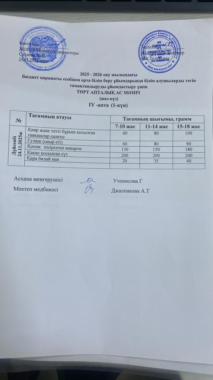 Ас мәзірі 24.11.2025