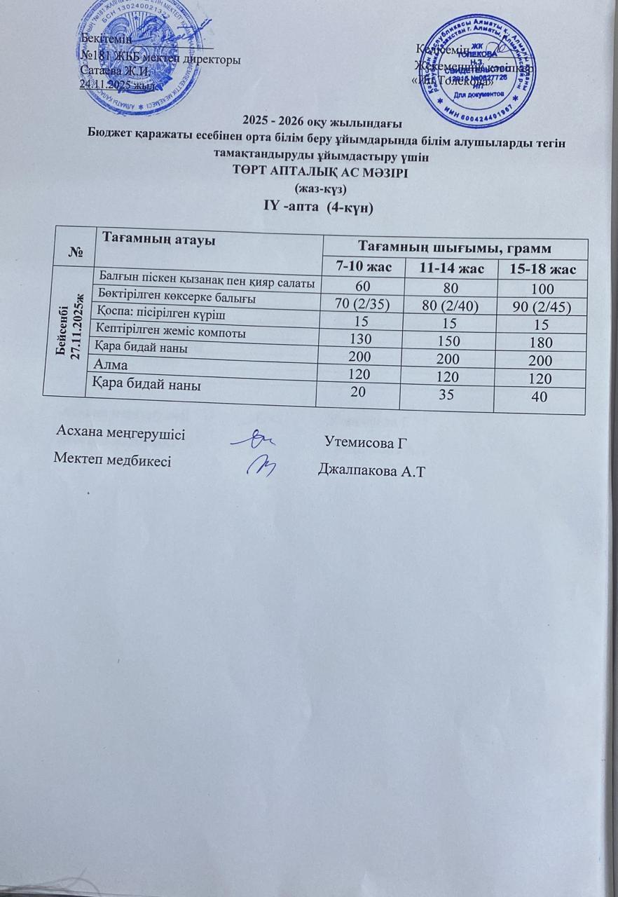 Ас мәзірі 27.11.2025