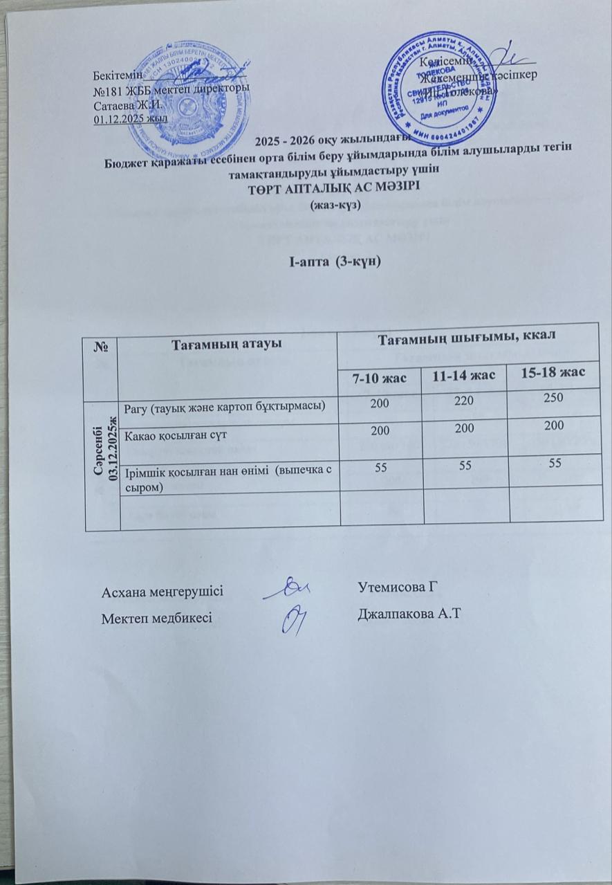 Ас мәзірі 03.12.2025