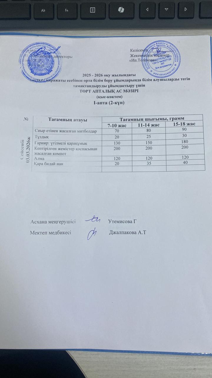 Ас мәзірі 03.03.2026